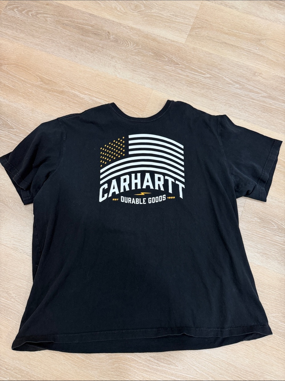 Carhartt Black Graphic Flag Logo Tee with Gold Accent